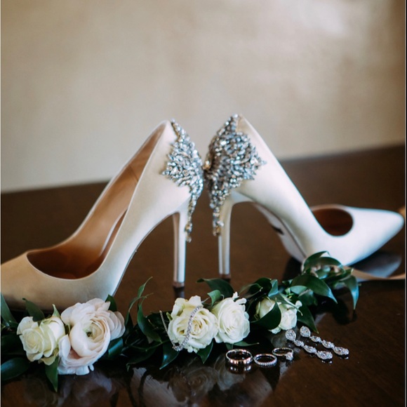 Badgley Mischka Kiara Embellished Peep-toe Pump LATTE - Picture 2 of 16